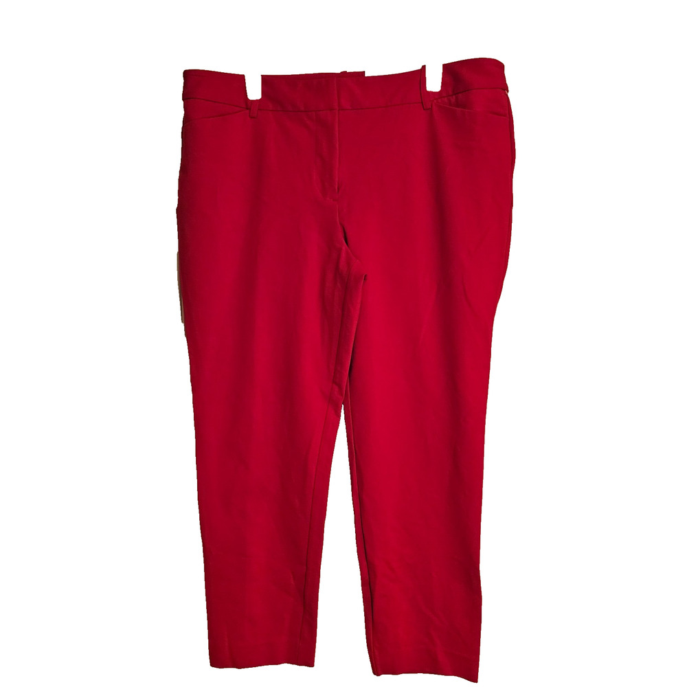 NWT Liz Claiborne Emma Ankle Women's Red Pants Stretch Mid-Rise Sz 16
